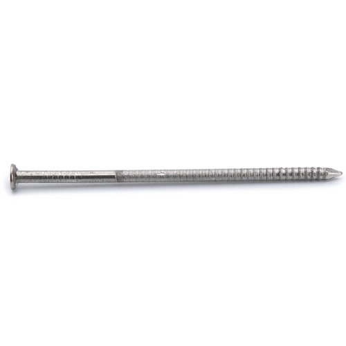 Siding Nail, 8D, 2-1/2 in L, 304 Stainless Steel, Checkered Brad Head, Ring Shank, 1 lb