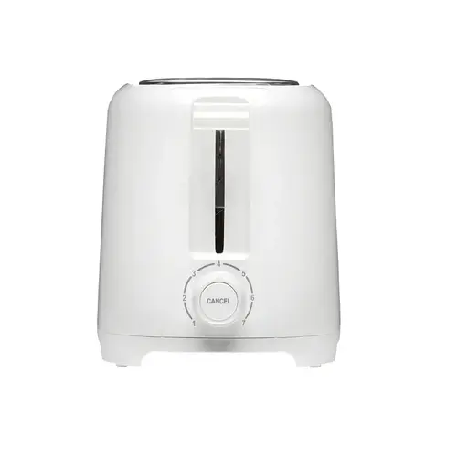 Wide Slot Toaster, 700 W, 2-Slice, Button Control, Plastic, White