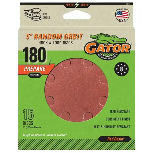 GATOR 4376 DISC SANDING 8H H&L 180GRT 5IN - pack of 15