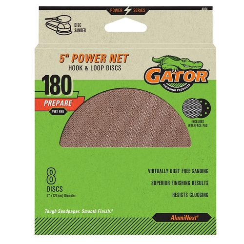 Power Net Disc, 5 in Dia, 180 Grit, Very Fine - pack of 10