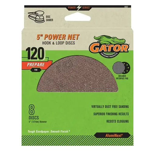 GATOR 4802 Power Net Disc, 5 in Dia, 120 Grit, Fine - pack of 10