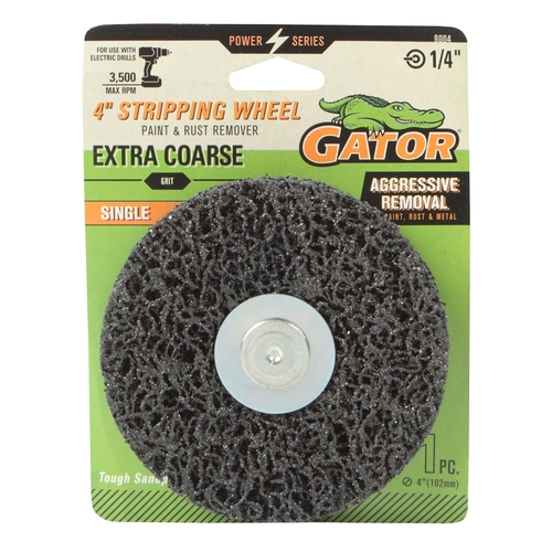 Stripping Single Wheel, 4 in Dia, 1/4 in Arbor, Extra Coarse, Silicon Carbide Abrasive