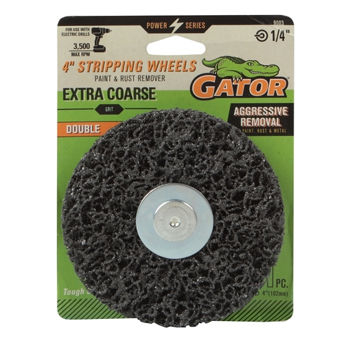 GATOR 9003 Stripping Double Wheel, 4 in Dia, 1/4 in Arbor, Extra Coarse, Silicon Carbide Abrasive - pack of 2