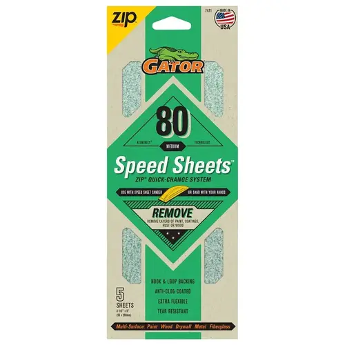 GATOR 7471 PAPER SAND QUICK CHANGE 80GRIT - pack of 5