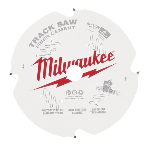 Milwaukee 48-40-0670 Track Saw Blade, 6-1/2 in Dia, 20 mm Arbor, 4-Teeth, Tungsten Carbide Cutting Edge