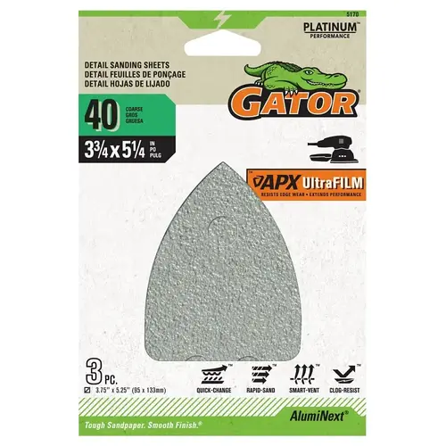 GATOR 5170 SHEET SANDING MSE DETAIL 40GRT - pack of 3