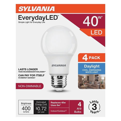 Sylvania 42013 BULB LED A19 DAYLIGHT 40W - pack of 4