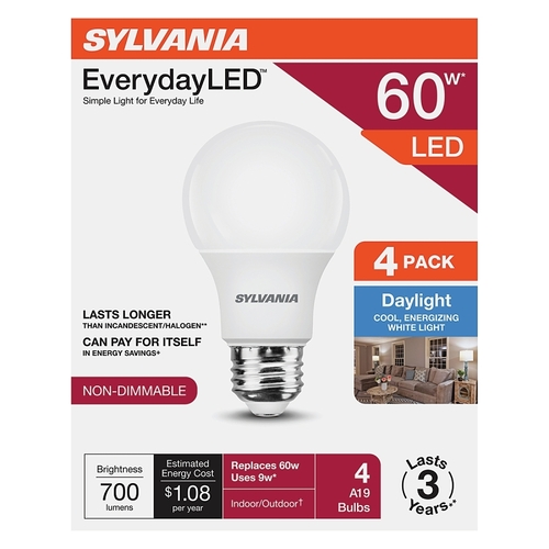 BULB LED A19 DAYLIGHT 60W - pack of 4