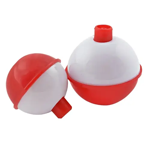 Assorted Sizes Red & White Push-Button Fishing Bobber Float - pack of 10