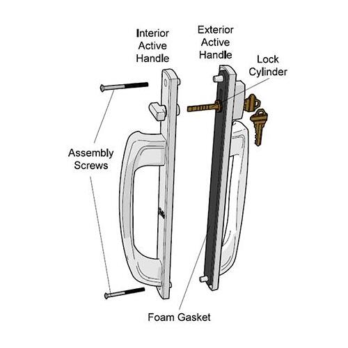 Brixwell 13-700wk Patio Door Handle Set Active Pella White Vinyl Slider