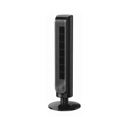 Lasko T32202 32 In. 3-Speed Oscillating Black Tower Fan with Remote Control