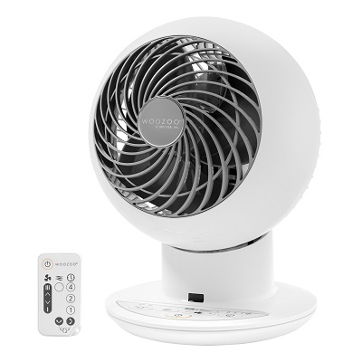 IRIS USA, Inc 586800 Desktop Fan, 5 Speed, Remote Control, White, 353 Sq. Ft. Coverage