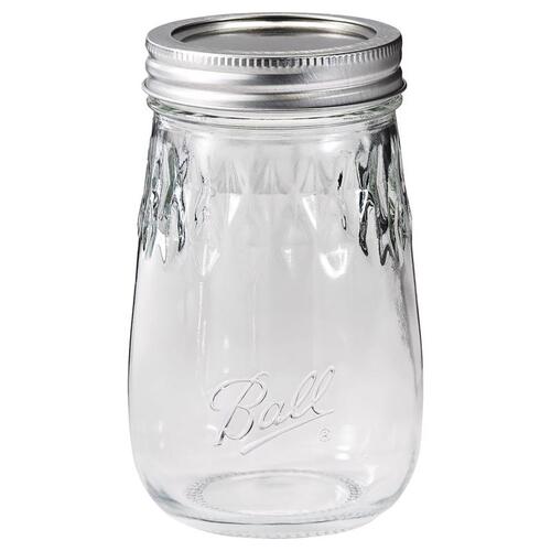 Fluted Mason Canning Jars with Lids, 16 oz  pack of 4