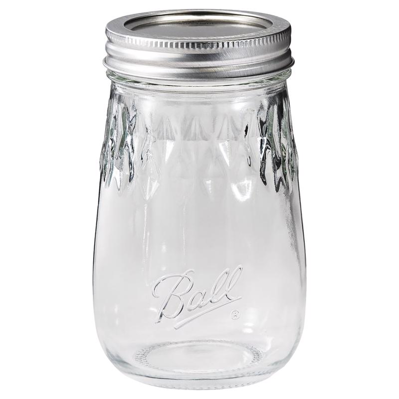 RUBBERMAID INC/JARDEN 1440061199 Fluted Mason Canning Jars with Lids, 16 oz  pack of 4