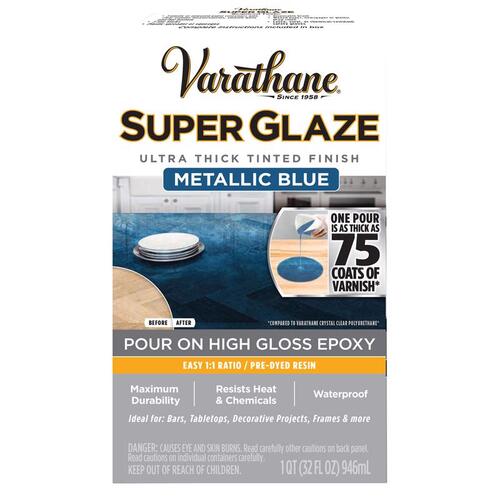 Varathane 370905 Wood Glaze Super Glaze High-Gloss Metallic Blue 1 qt Metallic Blue