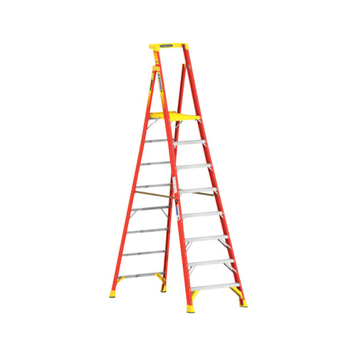 Podium Platform Ladder 10 ft. H Fiberglass Type IA 300 lb. capacity