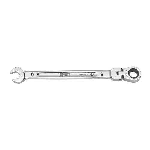 Flex Head Combination Wrench 9 mm X 9 mm 12 Point Metric 6.14" L Chrome