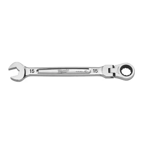 Flex Head Combination Wrench 15 mm X 15 mm 12 Point Metric 7.95" L Chrome