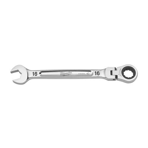 Flex Head Combination Wrench 16 mm X 16 mm 12 Point Metric 8.58" L Chrome