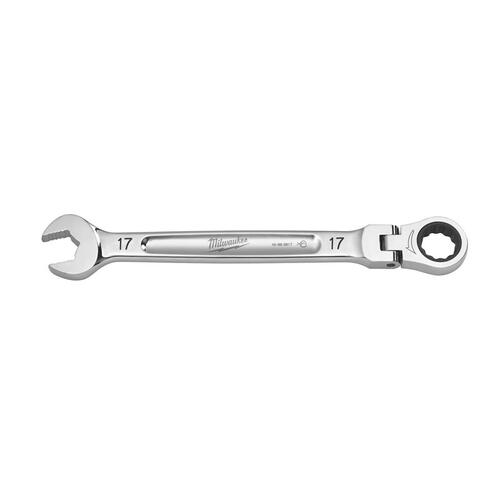 Flex Head Combination Wrench 17 mm X 17 mm 12 Point Metric 9.19" L Chrome