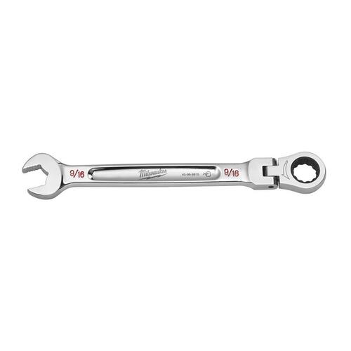 Flex Head Combination Wrench 9/16" X 9/16" 12 Point SAE 7.8" L Chrome