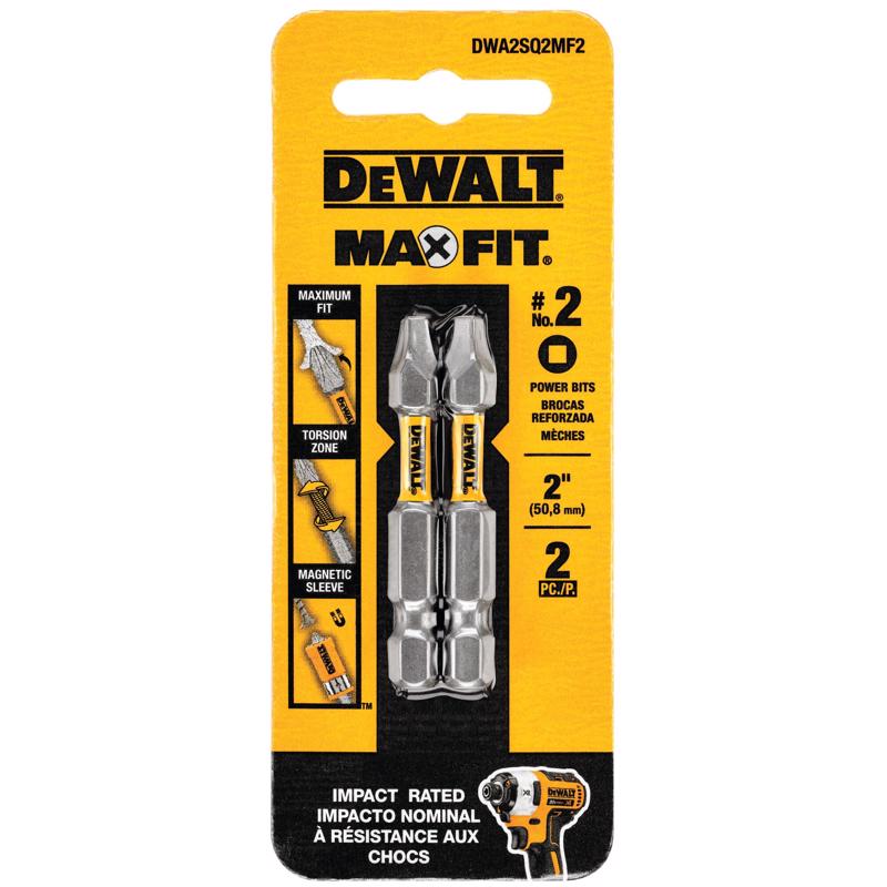 DEWALT DWA2SQ2MF2 Screwdriver Bit Set Max Fit Square #2 X 2" L Steel