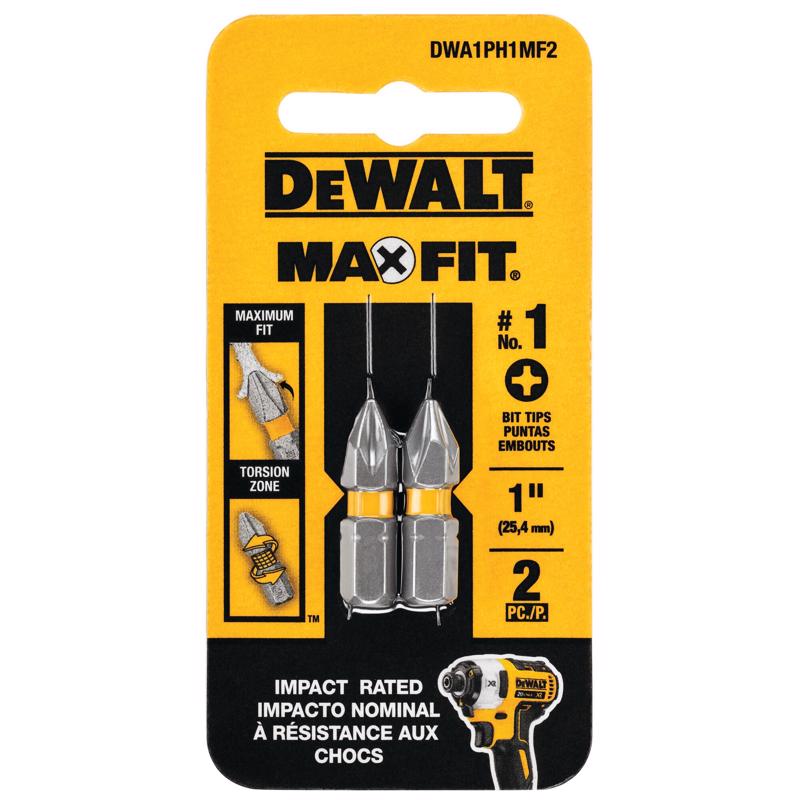 DEWALT DWA1PH1MF2 Screwdriver Bit Set Max Fit Phillips #1 X 1" L Steel