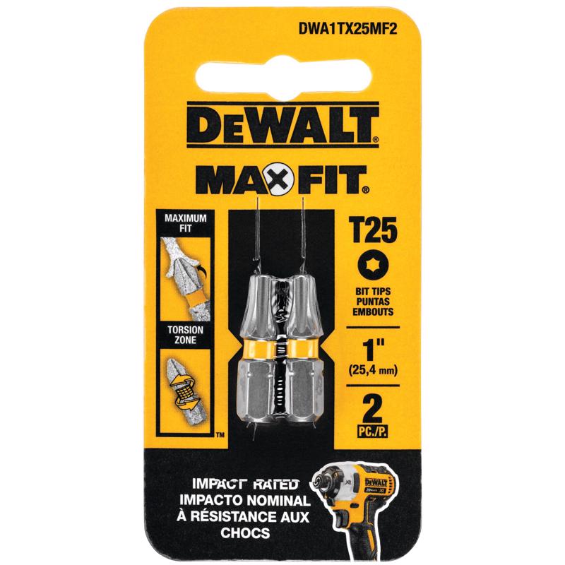 DEWALT DWA1TX25MF2 Screwdriver Bit Set Max Fit Torx T25 X 1" L Steel