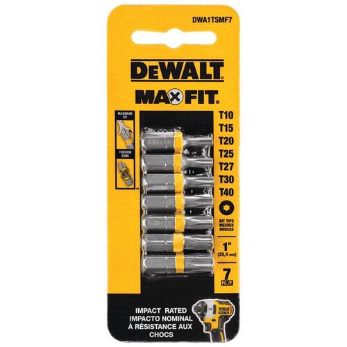 Screwdriver Bit Set Max Fit Torx 1" L Steel