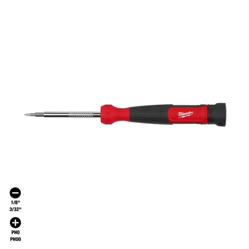 Precision Multi-Bit Screwdriver Hex Shank 4-in-1 5.75" Black/Red