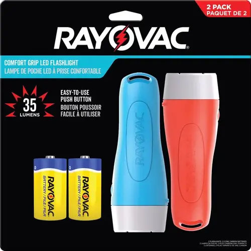 Rayovac ROVGPHH152 Flashlight Comfort Grip 35 lm Assorted LED D Battery Assorted