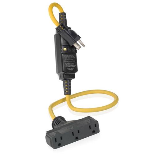 Extension Cord Outdoor 3 ft. L Black/Yellow 14/3 SJTW Black/Yellow