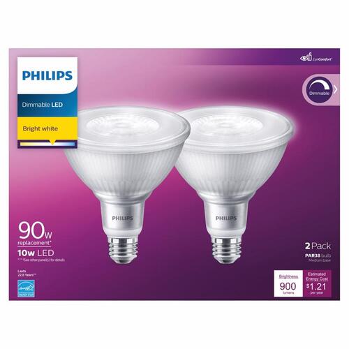 Philips 570853 LED Bulb PAR 38 E26 (Medium) Bright White 90 Watt Equivalence Clear