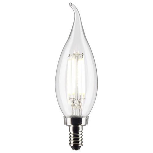 Satco S21841 Filament LED Bulb CA10 (Flame Tip) E12 (Candelabra) Soft White 40 Watt Equivalence Clear