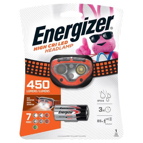 Energizer ENHDEC32E Head Lamp Vision Ultra High CRI 450 lm Black/Orange LED AAA Battery Black/Orange