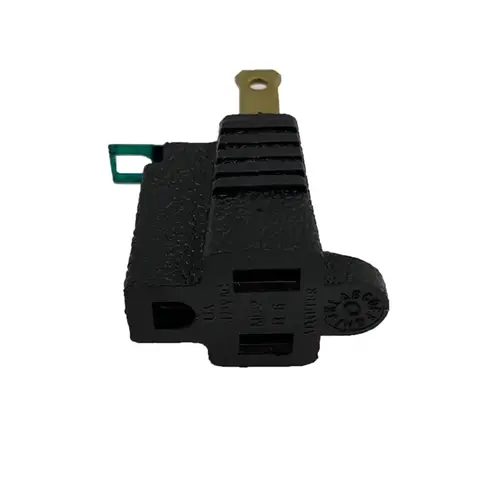 Grounding Adapter Grounded 1 outlets Black - pack of 25