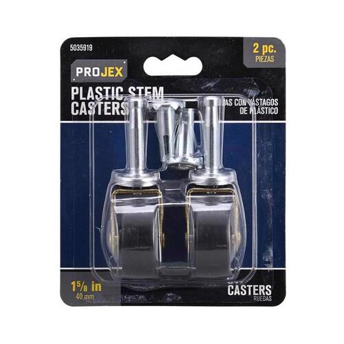 Caster 1-5/8" D Plastic 50 lb Black/Silver