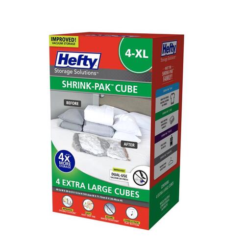 Hefty HFT-7053463-2 Vacuum Cube Storage Bags Shrink-Pak Clear Clear