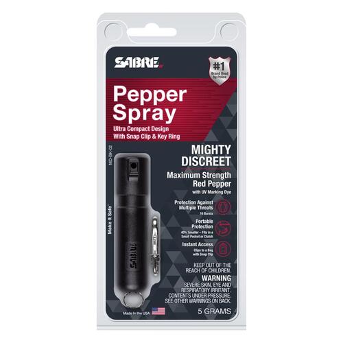 Sabre MD-BK-02 Pepper Spray Mighty Discreet Black Plastic Black