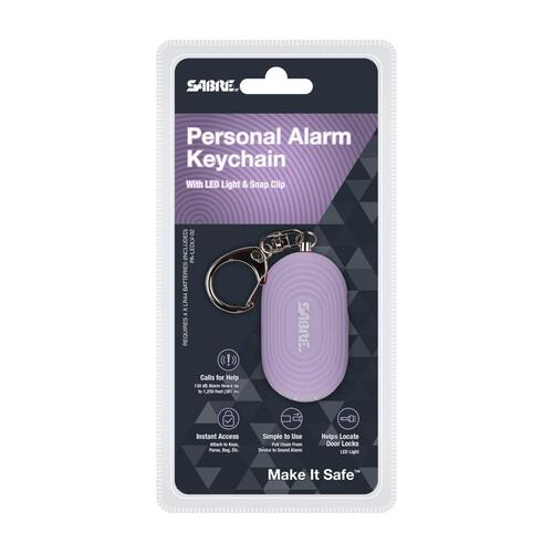 Personal Alarm w/LED & Snap Hook Lavender Plastic Lavender