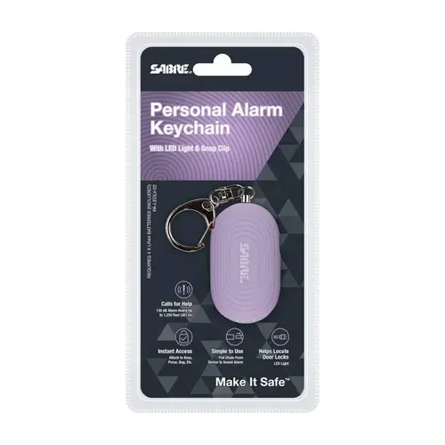 Personal Alarm w/LED & Snap Hook Lavender Plastic Lavender