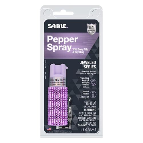 Sabre KR-J-LV-02 Pepper Spray Lavender Rhinestone Plastic Lavender Rhinestone