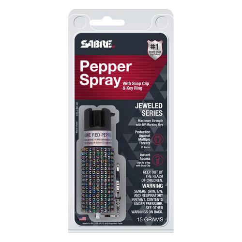 Sabre KR-J-BK-02 Pepper Spray Black Rhinestone Plastic Black Rhinestone