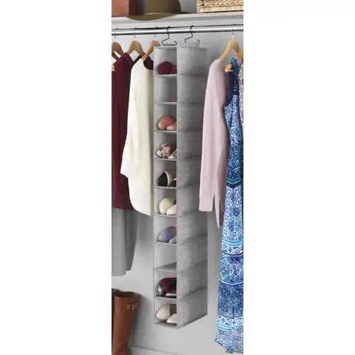 Hanging Shoe Organizer 52" H X 11" W X 5.5" L Fabric Gray