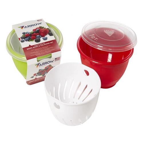 Arrow Home Products 261-XCP4 Bowl and Colander Set Assorted Plastic Berry Assorted - pack of 4