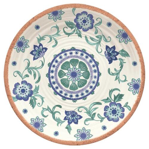 TarHong PAN0140MPLSB Platter Rio Turquoise Multicolored Melamine Artisan 14" D Multicolored