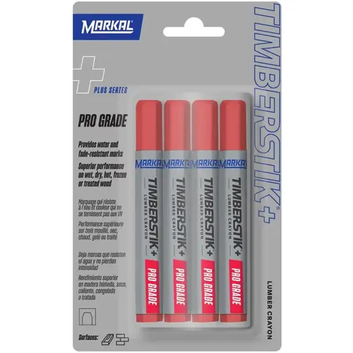 Lumber Crayon Timberstik Plus 8" L Red Red - pack of 6