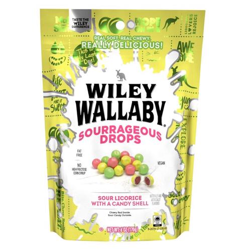 Wiley Wallaby 220649 Licorice Sour Bites Green Apple/Lemon/Watermelon 6 oz