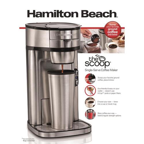 HAMILTON BEACH 49981R Single Serve Coffee Maker 14 oz Silver Silver