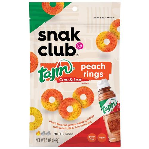 SNAK CLUB 1721647 Peach Rings Tajin Chili and Lime 5 oz Bagged